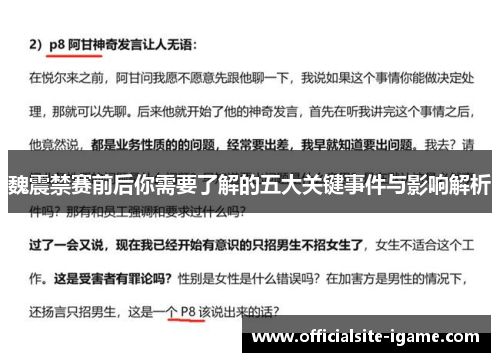 魏震禁赛前后你需要了解的五大关键事件与影响解析