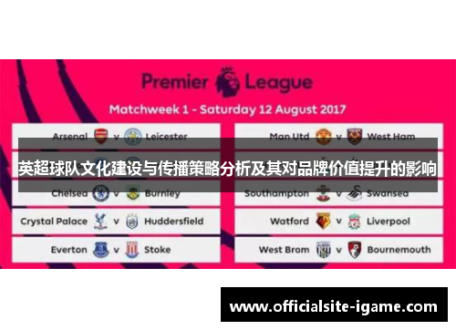 英超球队文化建设与传播策略分析及其对品牌价值提升的影响 英超球队文化建设与传播策略分析及其对品牌价值提升的影响